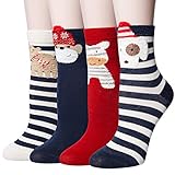 3-5 Pairs Womens Warm Thick Knited Casual Cotton Crew Socks, Cute Funny Animal Cat Dog Socks
