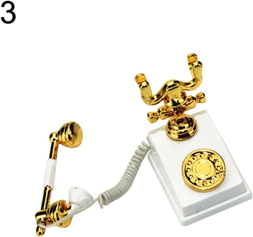 Teydhao Miniature Retro Rotary Telephone Doll Decoration Accessories Kids Toy