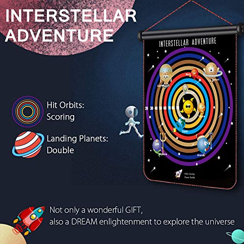 Rabosky Magnetic Dart Board for Kids, Interstellar Adventure Dart Game Set, Best Kids Toy Gift for Boys Indoor Outdoor Games, Include 12 Darts & 6 Extra Flights
