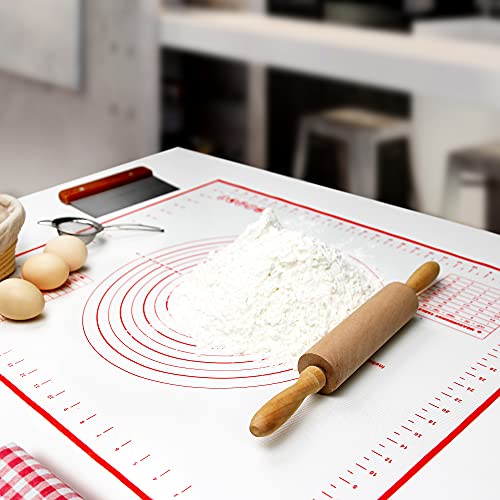 SiliQueen Silicone Pastry Baking Mat with Measurements Extra a Brush and a Dough Scraper 27.5