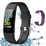 Juboury Fitness Tracker HR, Activity Tracker Watch Heart Rate Monitor, Waterproof Smart Bracelet Step Counter, Calorie Counter, Pedometer Watch Kids Women Men, Android & iOS (Black)