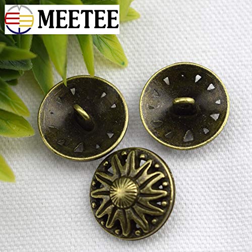 Maslin 10pcs 21mm Metal Retro Flower Sewing Button Antique Bronze Hollow Out Decorative Button Overcoat Accessories E4-18 - (Color: Brass, Size: 21mm)