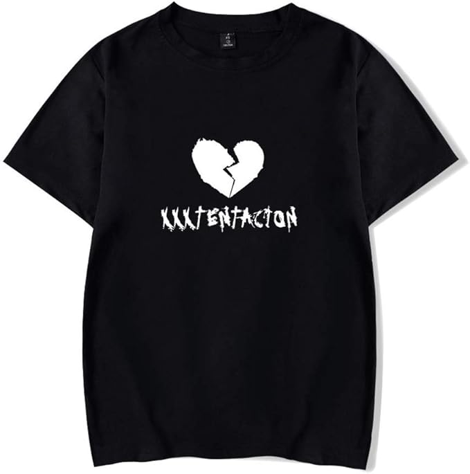 Xxxtentacion Herren T Shirt Sommer Top Rapper Rip Sad Broken Heart Cool Short Sleeve T Shirt Schwarz Weiss Schwarz Gross Amazon De Bekleidung