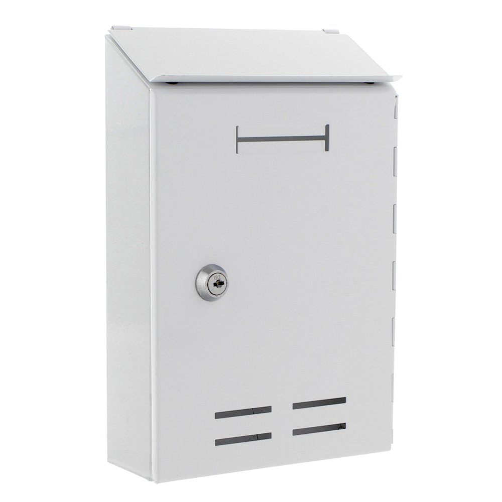 HomeDesign HDM-1900 White Steel Mailbox with Key Lock