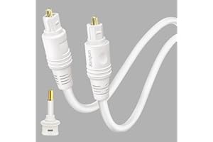 Bangun Slim White Optical Audio Cable 15 feet, Digital Toslink Fiber Optic Audio Cord, Optical Sound Cable for Sound Bar/TV/PS4/Xbox/Home Theater