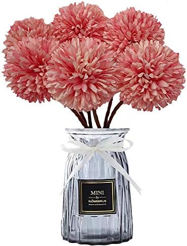 Packozy 6pcs Artificial Flowers, Artificial Silk Hydrangea Bride Wedding Bouquet Home Garden Party Wedding Decoration DIY Flower Arrangement Decoration(Deep Pink,No Bottle)