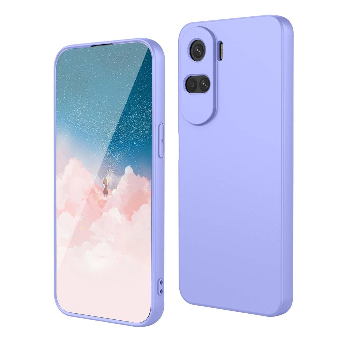 PEIYE Case for Honor 90 Lite, Flexible Soft Silicone Cover with Fiber Lining, Shockproof, Stylish Solid Color Design, (Purple)