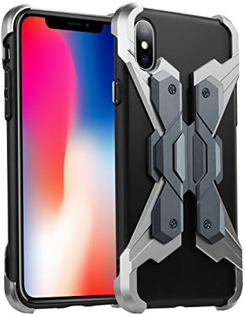 iphone X Metal case,Jucellnday Defender and Personalized Design Aviation Aluminum Alloy Metal and Soft TPU Combined Phone Case for iphone X (2017,Silver/Black)