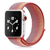 Winmy Sport Loop Band Compatible with Apple Watch 38mm, Lightweight Breathable Woven Nylon Replacement Bands Strap for iWatch Series 3 2 1, Sport, Edition - Red Stripe