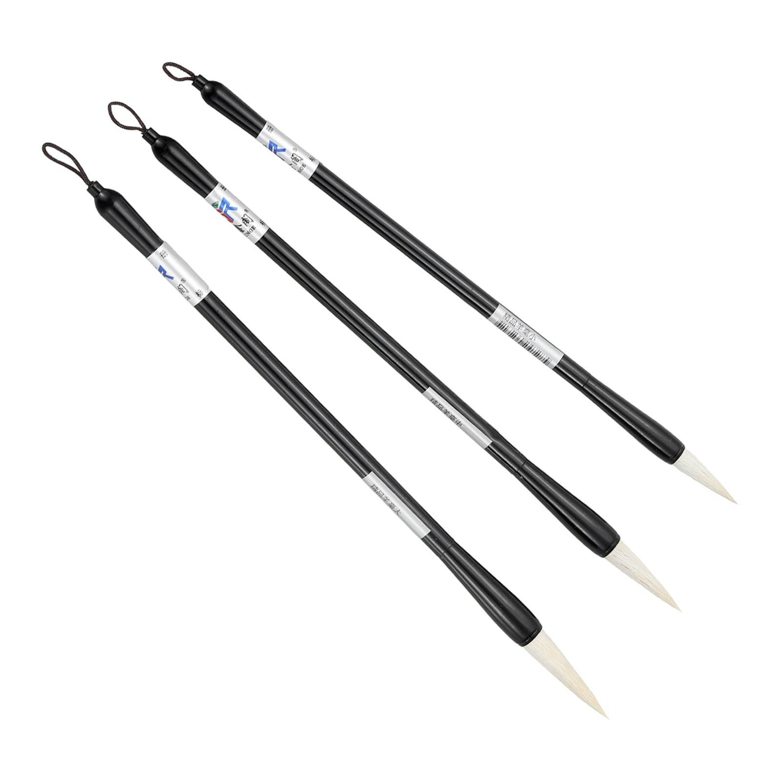 PATIKIL Calligraphy Brush, 3 Pack Watercolor Ink Painting Calligraphy Writing Brush Drawing Art Brush Aluminum Rod Handle for Beginner 3 Size Kit, White