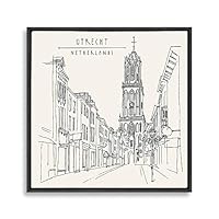Framed Canvas Wall Art Travel Architecture Sketch Canvas Prints Home Artwork Decoration for Living Room,Bedroom - 16x16 inches