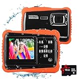 Kids Waterproof Camera Digital Camera for 4-10 Years Old Children, 12MP HD Underwater Action Camera Camcorder with 8X Digital Zoom, 2.0 Inch LCD Display, 16G Micro SD Card – Easy to Use (Orange)