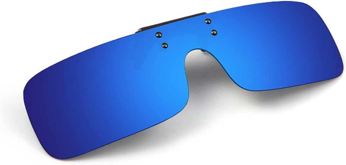 Tacloft Rectangular Clip on Sunglasses 63MM Unisex Polarized Flip up Sunglass Blue