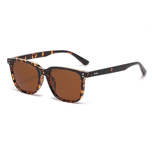 YAMEIZE Retro Polarized Rectangle Sunglasses for - Women Men Classic Style Square Shades UV400 Protection Driving Outdoor