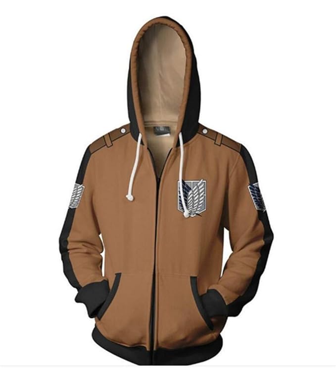 Cosstars Attack on Titan Anime Kapuzenpullover Sweatshirt Cosplay Kostüm AOT Zipper Hoodie Pulli Jacke Fitness Sport Gym