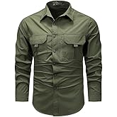 ceauros Men's Long Sleeve Tactical Shirts Military Work Fishing Shirts Button Down Breathable Outdoor Hiking Shirt