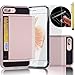 JZTECH iPhone 7 Plus Case Impact Resistant Card Slot Holder Skin Cover Wallet Bumper Dual Layer TPU Soft Rugged Shockproof Durable Shell +Anti Explosion Screen Protector Stylus Rose Gold
