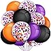 Tatuo 80 Pieces Halloween Balloons Set Confetti Balloons Latex Balloons for Birthday Baby Shower Wedding Graduation 4th of July Decorations, 12 Inch (Black, Orange, Purple)