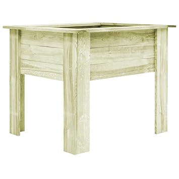 Festnight- Holz Hochbeet Kräuterbeet Pflanzkübel mit Füßen 100 x 80 x 80 cm für Garten Terrasse Balkon, Imprägniertes Schnitt