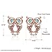 iCAREu Rose Gold Plated Colorful Czechic Diamond Owl Stud Earrings for Women, Girls