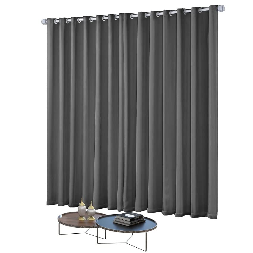 Cortina Blackout/Bleucate de Tecido Corta Para Luz Quarto e Sala 4,00m x 2,50m Altura com Ilhós Cromado Solaris - Chumbo