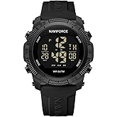 NAVIFORCE Men Sports Waterproof Digital Watches with Stopwatch Alarm Rubber Strap Wristwatch for Women，Gift