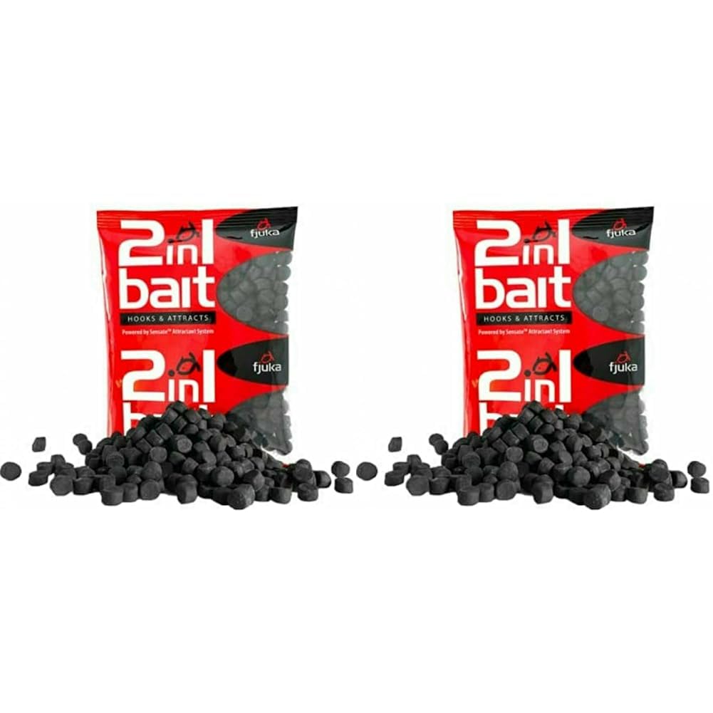Fjuka 2in1 FatBoys - 10mm Hook Bait. The soft feed pellet & attractant (black) (Pack of 2)