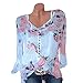 Women Floral Printed Button T-Shirt Chiffon Irregular Hem Plus Size Tops