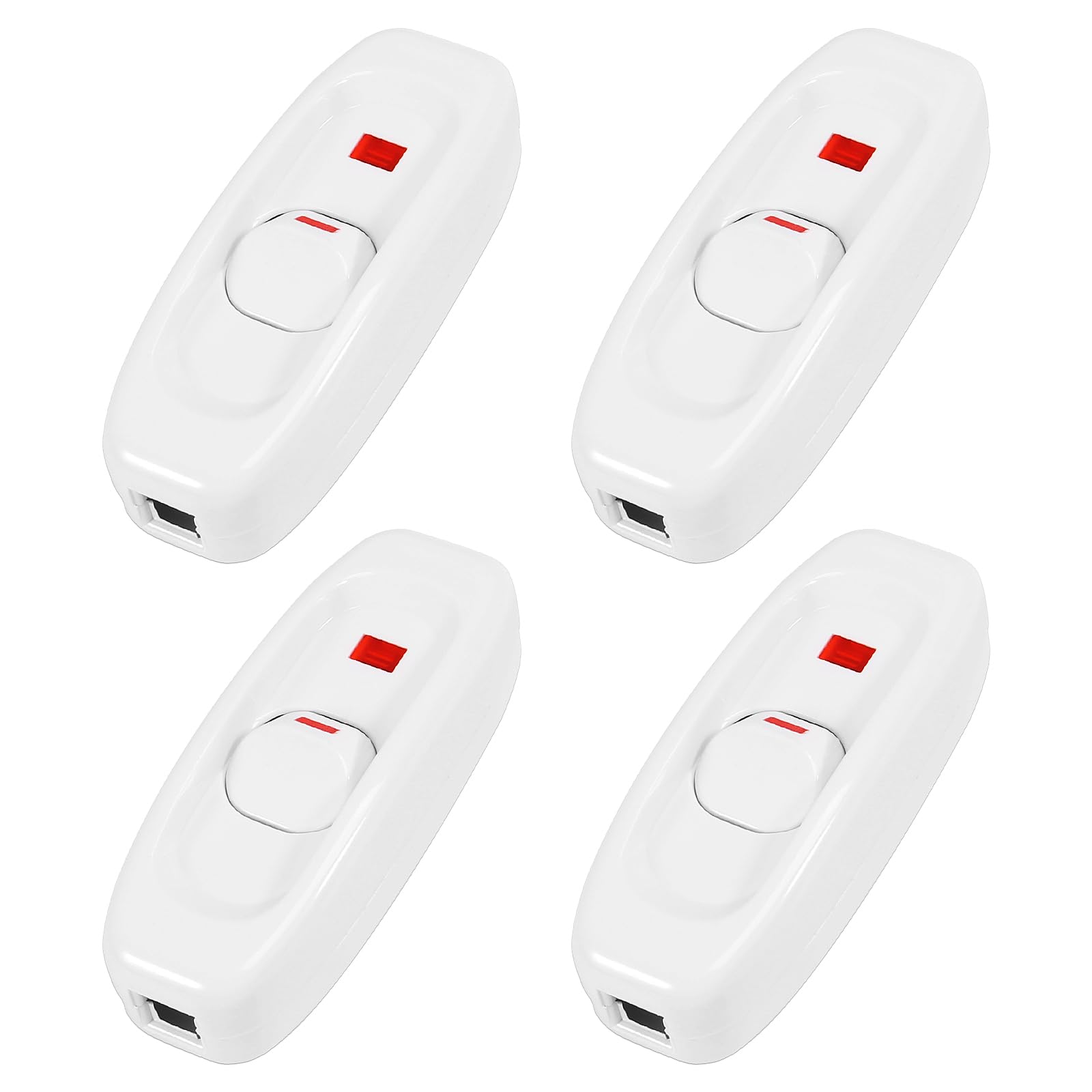 ALAMSCN 4PCS Inline Switch AC 250V 10A Inline Cord Switch with LED Indicator Light for Table Lamp Desk Bed LED Lights (White)