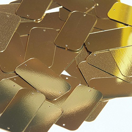 Gold Sequin 2 hole Rectangle 1.5 inch Couture Loose Paillettes. Made in USA.
