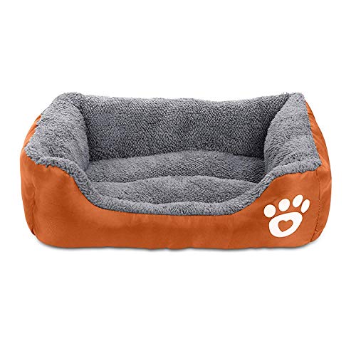 Pet Deluxe Dog Bed, Super Soft Pet Sofa Cats Bed, Non Slip Bottom Pet Lounger,Self Warming and Breathable Pet Bed Premium Bedding (S)-Orange