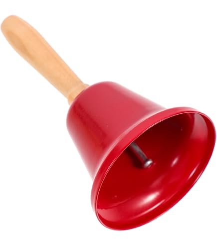 Campana De Mano De Navidad Color Rosa - Con Mango De Madera, 12 Cm, Ideal Para Decoración Y Cenas Temáticas