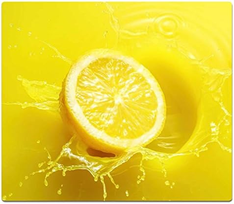 decorwelt Hob Cover Ceramic Hob Cover Universal Electric Hob Induction for Hob Protector Decorative Chopping Board Safety Glass Splash Guard Glass Lemon Yellow 3D Effect, 60x52 cm