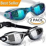 ALLPAIPAI Swimming Goggles Swim Goggles, Pack of 2 Professional Anti Fog No Leaking UV Protection Wide View Swim Goggles for Women Men Adult Youth Kids