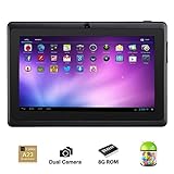 Alldaymall® 7 Inch Android 4.4 KitKat Tablet PC MID with Capacitive Touchscreen (512MB + 8G, Dual Core CPU, 1.5GHz, Wi-Fi, Bluetooth, Dual Camera) Black