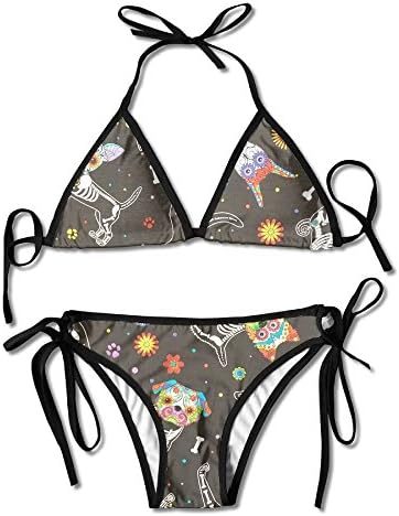 Chieat Dog and Bone Bikini Swimsuit for Women Hot Summer Two Piece Swimsuits for Women Unique Womens Bikini