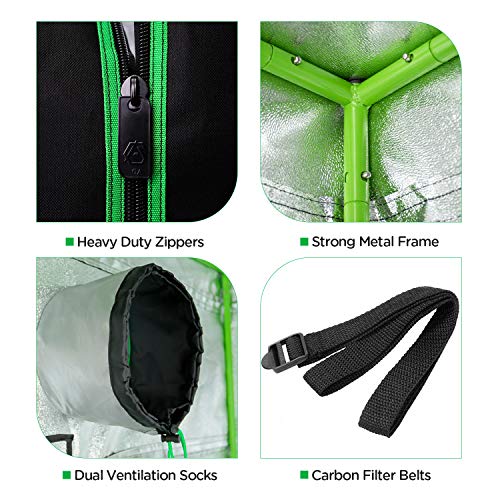 GA Grow Tent,94x48x80 Reflective Mylar Hydroponic Grow Tent with Observation Window and Waterproof Floor Tray for Indoor Plant Growing.4x8 (for 8 Plants) - Thumbnail 3