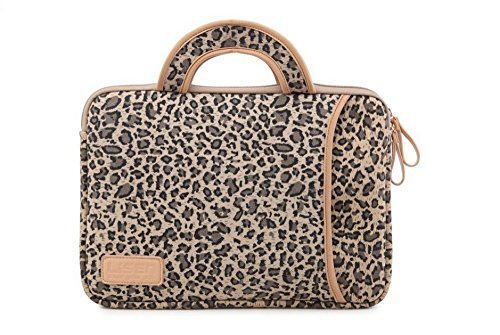 NEWSTYLE Stylish and Cute Leopard's Spots Canvas Fabric 13-13.3 Inch Laptop / MacBook / MacBook Air / MacBook Pro / MacBook Pro with Retina Display / Ultrabook Notebook Computer Ultraportable Sleeve Carrying Case Bag Cover with Handle