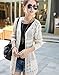 Shawhuaa Womens Crochet Knitted Open Front Cardigan Pocket Sweater,Beige,One Size