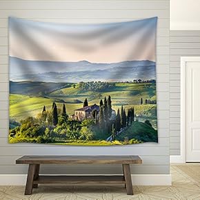 Beautiful Spring Landscape in Tuscany, Italy - Fabric Wall Tapestry Home Decor - 51x60 inches