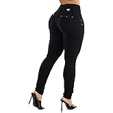 Moda Xpress Women Juniors High Waisted, Mid Rise Butt Lifting Colombian Design Skinny Jeans 10623N