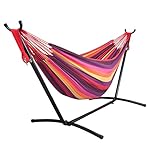 Driftsun Double Hammock with Steel Stand - Space Saving Two Person Lawn and Patio Portable Hammock with Tavel Case (Passion)