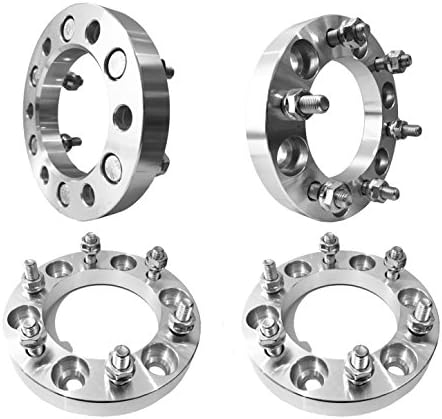 6x5.5 Wheel Spacers (1 inch) 25mm (108mm bore, 12x1.5 Studs & Nuts) 6 Lug wheelspacer compatible for Chevrolet Colorado, GMC Canyon, Toyota Tacoma, Toyota Tundra, Toyota 4Runner (Silver) (4 pieces)
