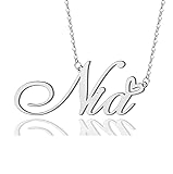 AOLO Nia Heart Name Necklace Silver Stainless Steel