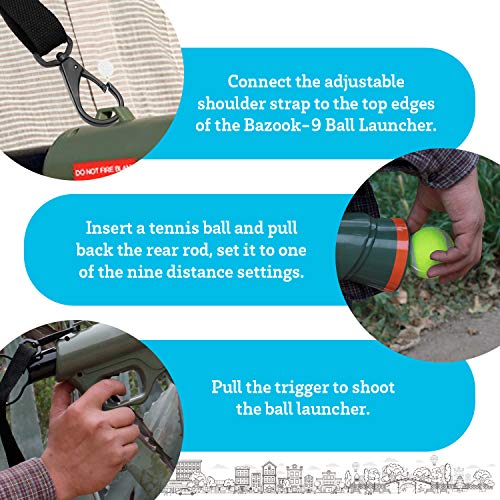 Paws & Pals BazooK9 Tennis Ball Launcher Gun with 2 Squeaky Balls