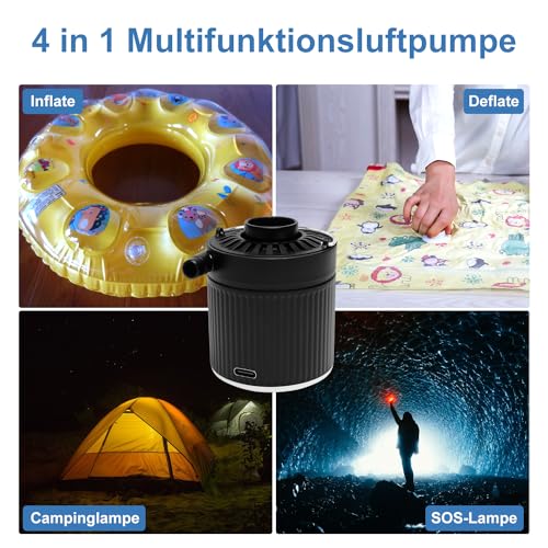 Electric Air Pump, Portable Multifunction Mini Pump for Inflate and Deflate, with Rechargeable Battery & USB C Cable, for Air Mattresses Swimming Ring