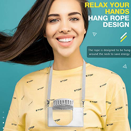 Neck Fan, LETOUR Handheld Fan Mini Fan Portable USB Personal Fan 3 Speeds 90° Rotating Adjustable USB Fan for Kids Women Men Indoor Outdoor Travel with Lanyard