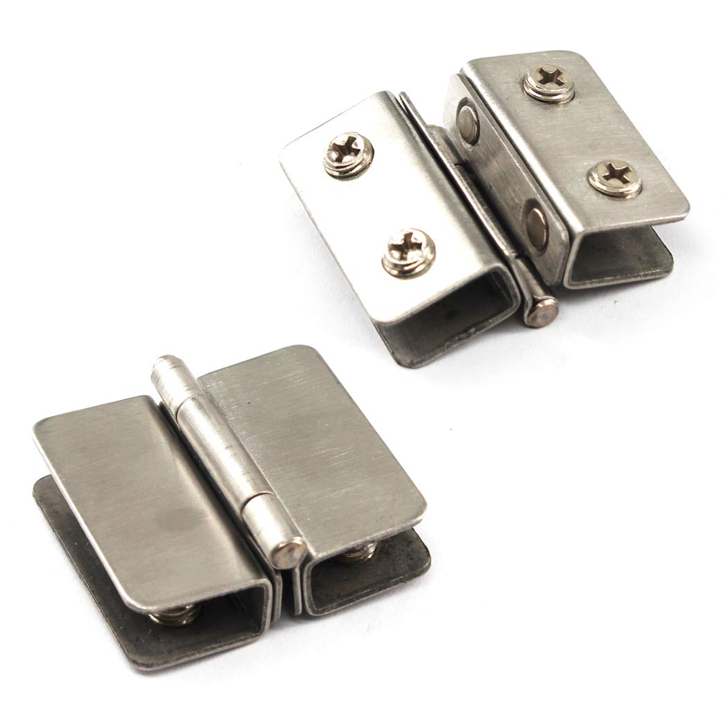 180° Glass Door Pivot Hinge Kit Stainless Steel Shower Hinge Glass Door Double Clamp Clip with Screws,Adaptive 5-8mm Glass