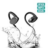 Bluetooth Headphones Waterproof IPX8, Wireless Earbuds Sport, Richer Bass HiFi Stereo in-Ear Earphones w/Mic, OVEVO,Case, 8 Hrs Playback Noise Cancelling Headsets (Comfy & Fast Pairing),8GB MP3.