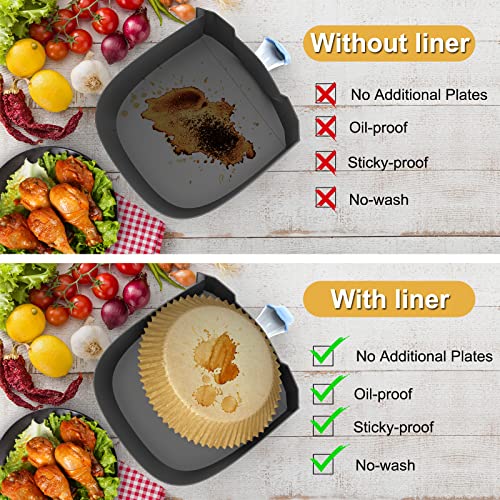 Geekboy Air Fryer Disposable Paper Liners for 3-5Qt Air Fryer, 50/100/200PCS Non-stick Air Fryer Liners Heat-Resistant Water-proof Oil-proof Household Cooking Paper Round (50 Pcs-6.3 Inch)